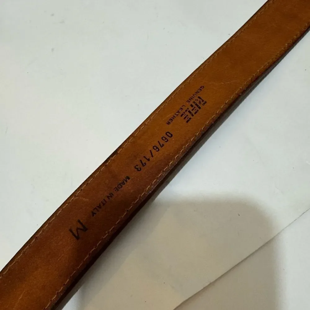 Rifle Leather Belt Company Rifle Italy RARE Vintage Leather croc Brown size M